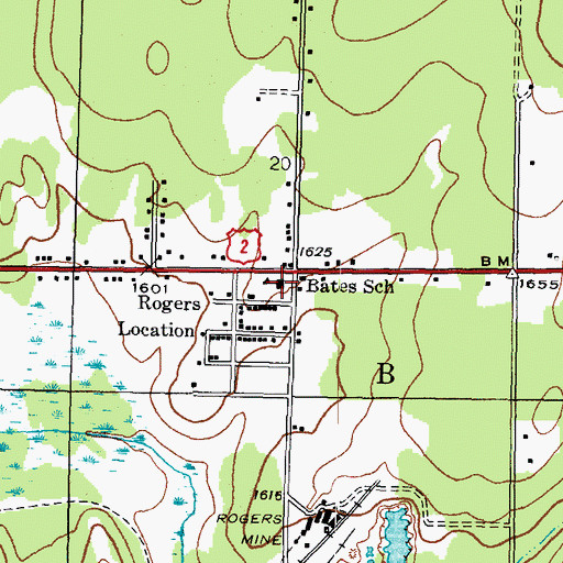 Topographic Map of Iron County Community School, MI