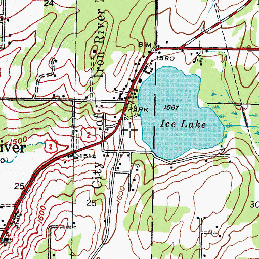 Topographic Map of Aspirus Iron River Hospital, MI