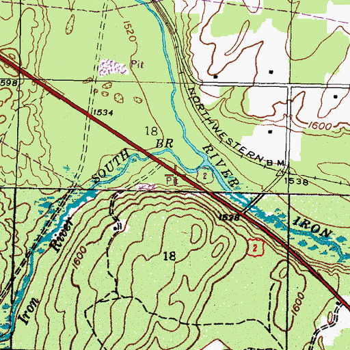 Topographic Map of Wild River Motel and RV Park, MI