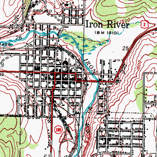 Topographic Map of West Iron District Library, MI