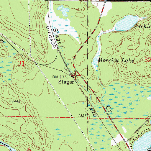 Topographic Map of Stager Station (historical), MI