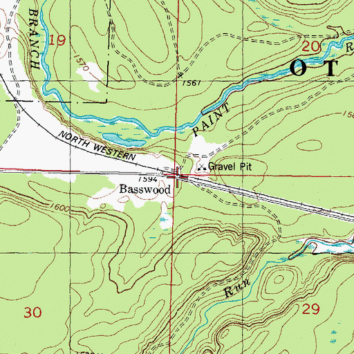 Topographic Map of Basswood Station (historical), MI