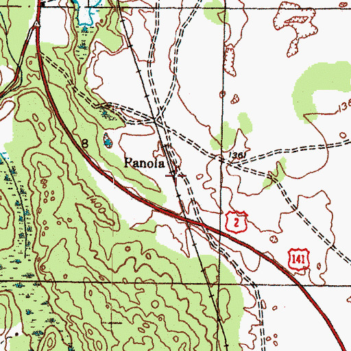 Topographic Map of Panola Station (historical), MI