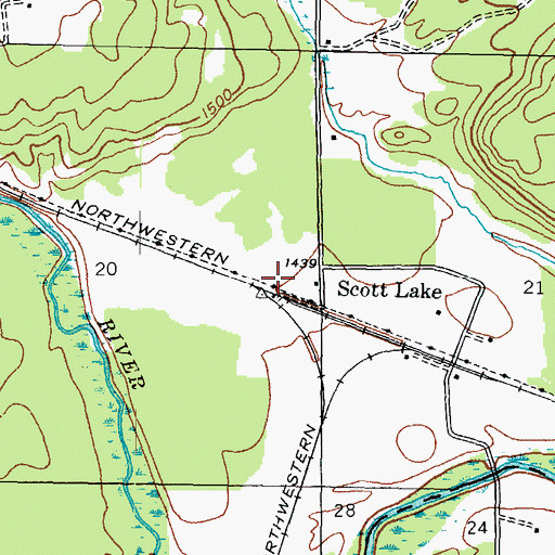 Topographic Map of Saunders Post Office (historical), MI