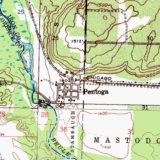 Topographic Map of Pentoga Station (historical), MI