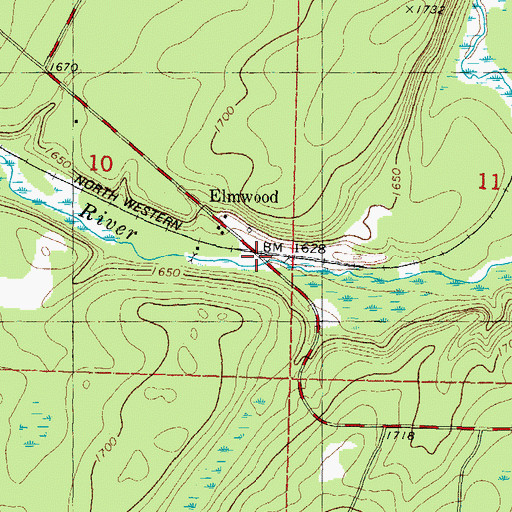 Topographic Map of Paintriver Post Office (historical), MI