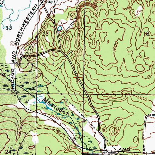 Topographic Map of Mastodon Mine Post Office (historical), MI