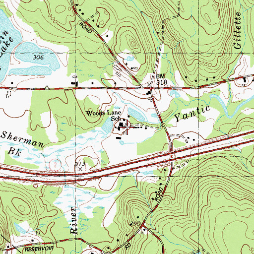 Topographic Map of Lebanon Country Club, CT