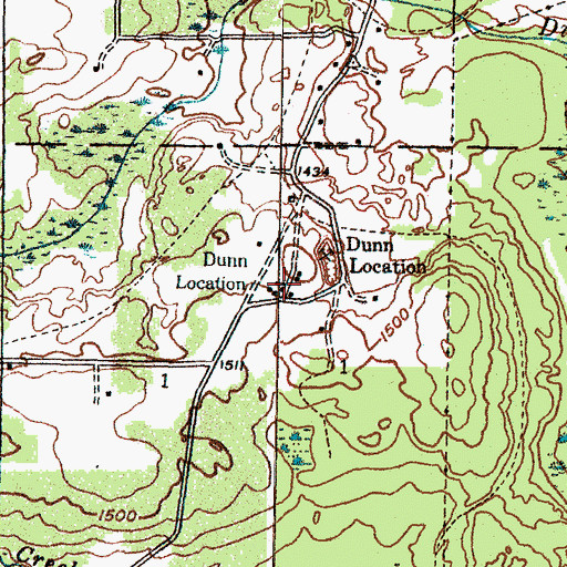 Topographic Map of Dunn Post Office (historical), MI