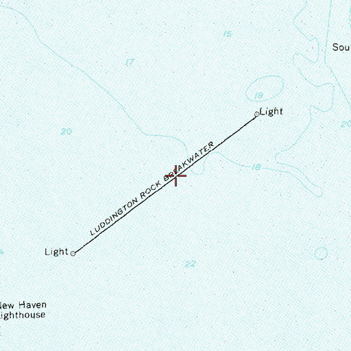 Topographic Map of Luddington Rock Breakwater, CT