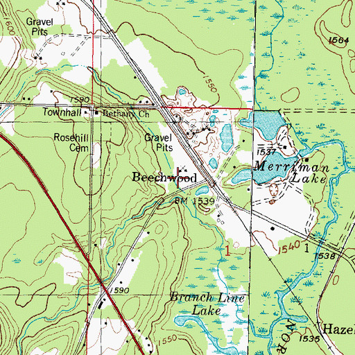 Topographic Map of Beechwood Station (historical), MI