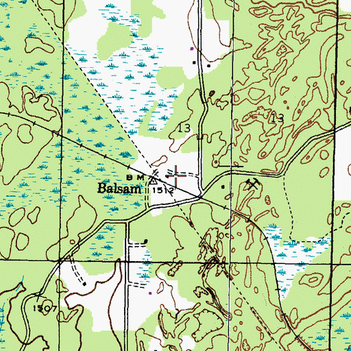 Topographic Map of Balsam Station, MI