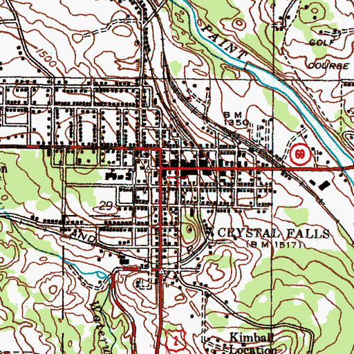 Topographic Map of Crystal Falls Fire Department, MI