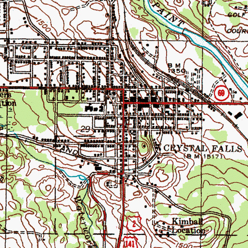 Topographic Map of Crystal Falls Post Office, MI