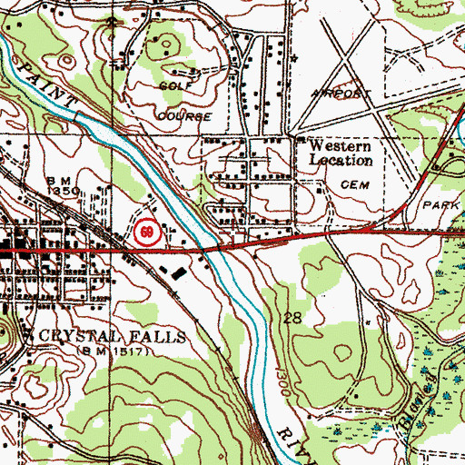 Topographic Map of Lincoln Park, MI