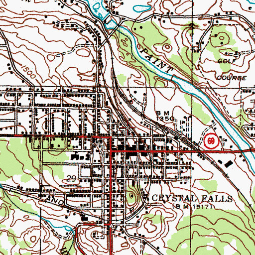 Topographic Map of Crystal Falls Station (historical), MI