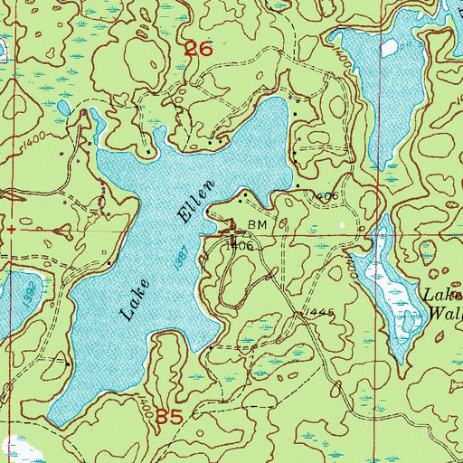 Topographic Map of Lake Ellen Campground, MI