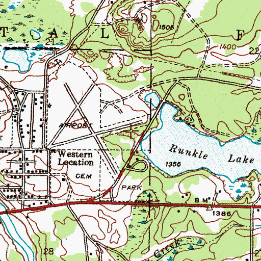 Topographic Map of Runkle Lake Park, MI