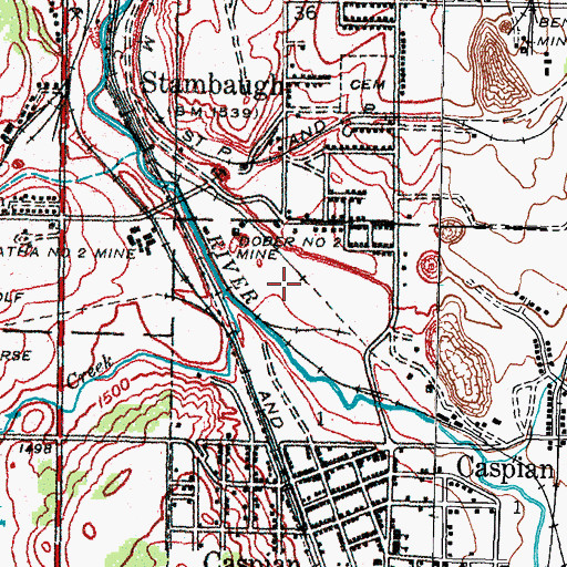 Topographic Map of Iron County Ice Arena, MI