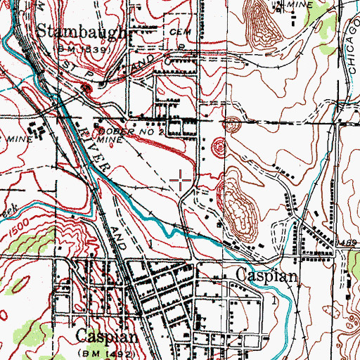Topographic Map of Caspian Police Department, MI