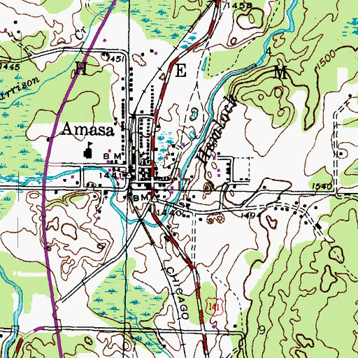 Topographic Map of Amasa Community Library, MI