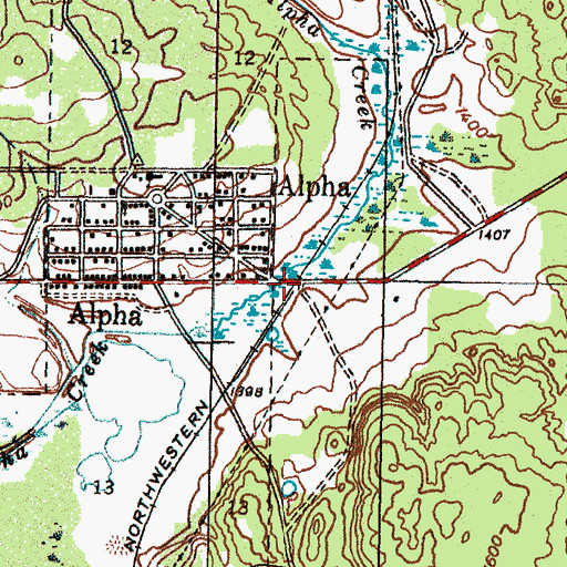 Topographic Map of Alpha Station (historical), MI