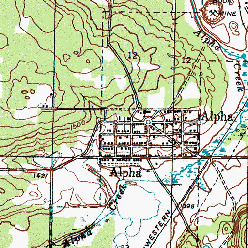 Topographic Map of Alpha Village Hall, MI