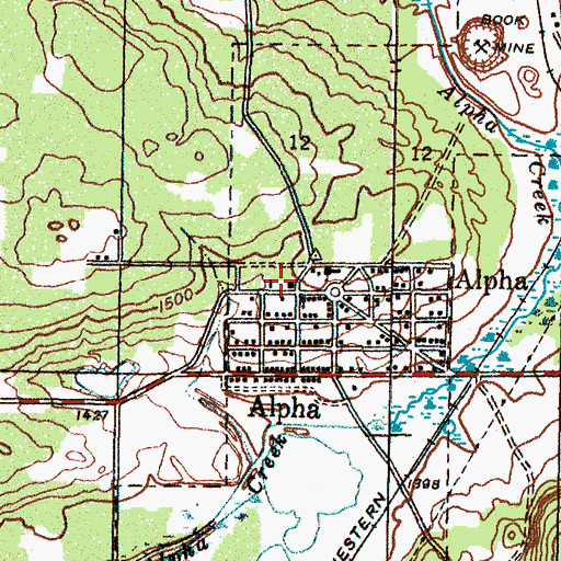 Topographic Map of Alpha Post Office, MI