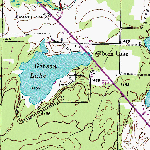 Topographic Map of Gibson Lake Park, MI