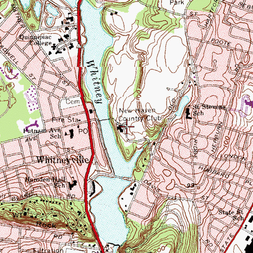 Topographic Map of New Haven Country Club, CT