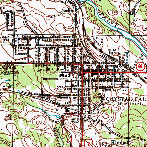 Topographic Map of Iron County Historical Marker, MI