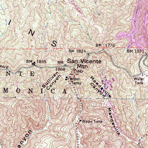 Topographic Map of Nike Site LA-96C (historical), CA