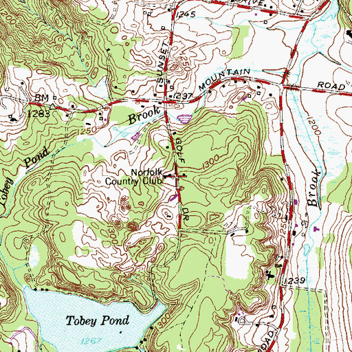 Topographic Map of Norfolk Country Club, CT