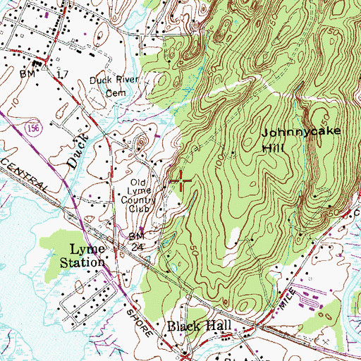 Topographic Map of Old Lyme Country Club, CT