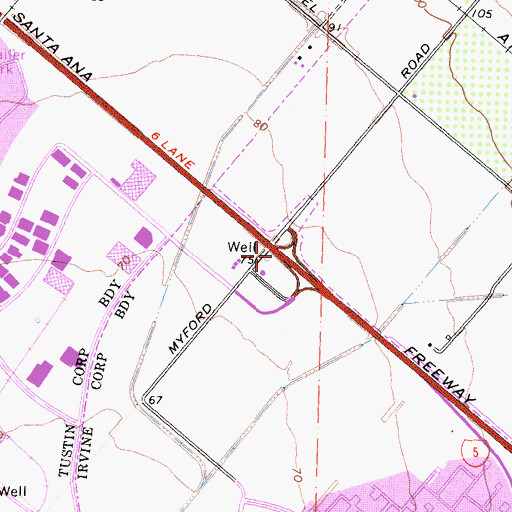 Topographic Map of Exit 100, CA