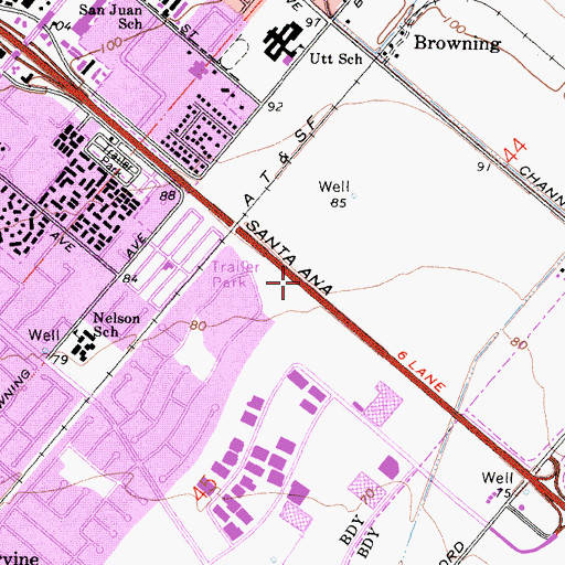 Topographic Map of Exit 101A, CA