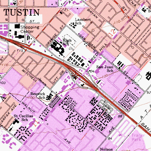 Topographic Map of Exit 101B, CA