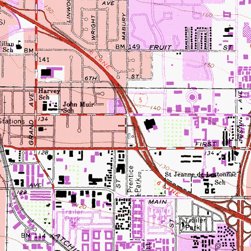 Topographic Map of Exit 104A, CA