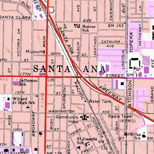 Topographic Map of Exit 105A, CA