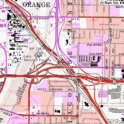 Topographic Map of Exit 107A, CA