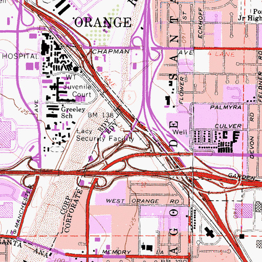 Topographic Map of Exit 107B, CA