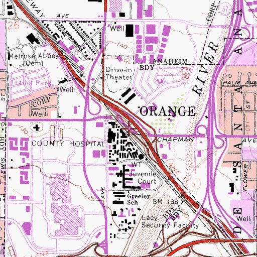 Topographic Map of Exit 107C, CA