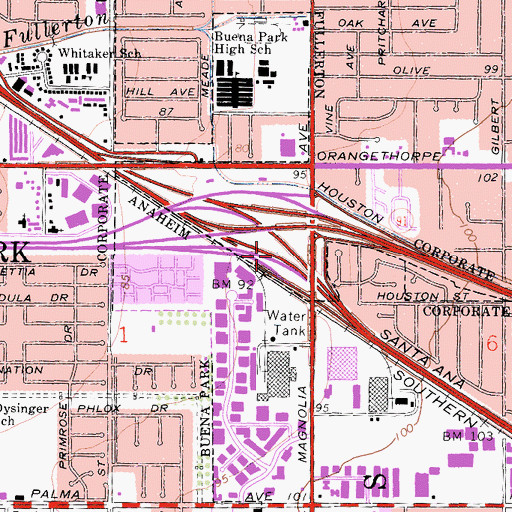 Topographic Map of Exit 114A, CA