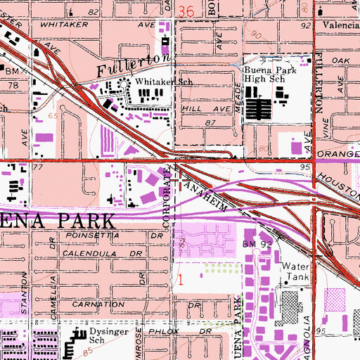 Topographic Map of Exit 114B, CA