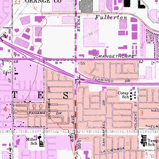 Topographic Map of Exit 22, CA