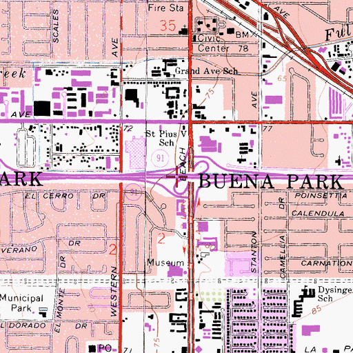 Topographic Map of Exit 23B, CA