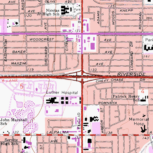 Topographic Map of Exit 27, CA