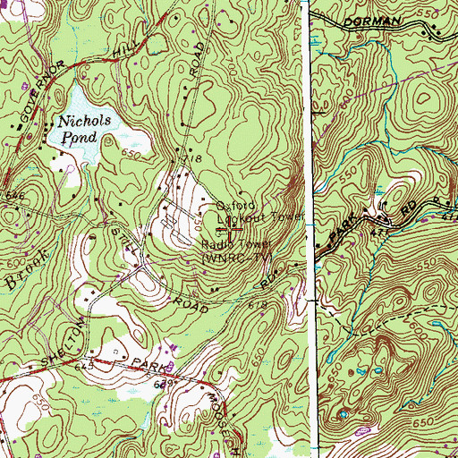 Topographic Map of Oxford Lookout Tower, CT