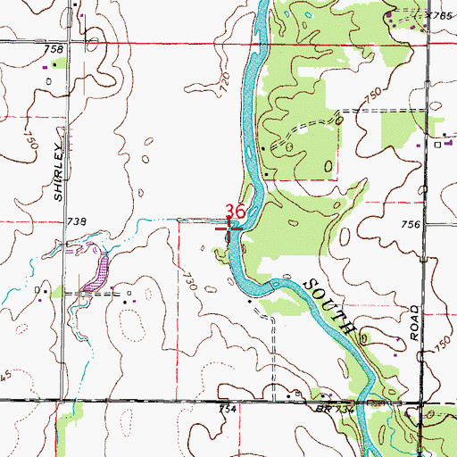 Topographic Map of Bessie Creek, IL