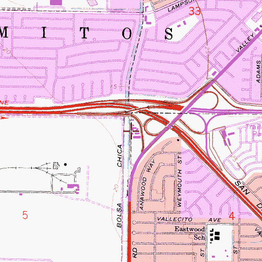 Topographic Map of Exit 5A, CA